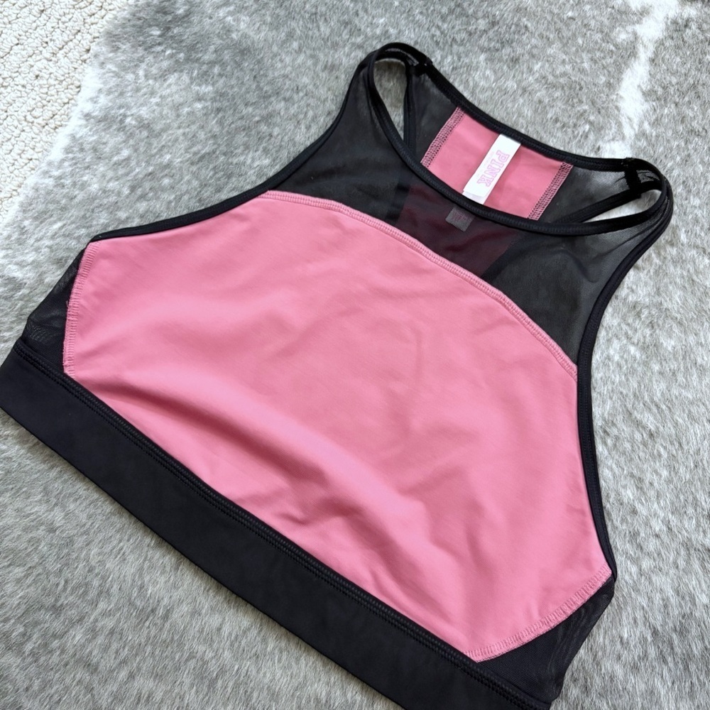 VS PINK High Neck Mesh Sports Bra - Picture 3 of 10